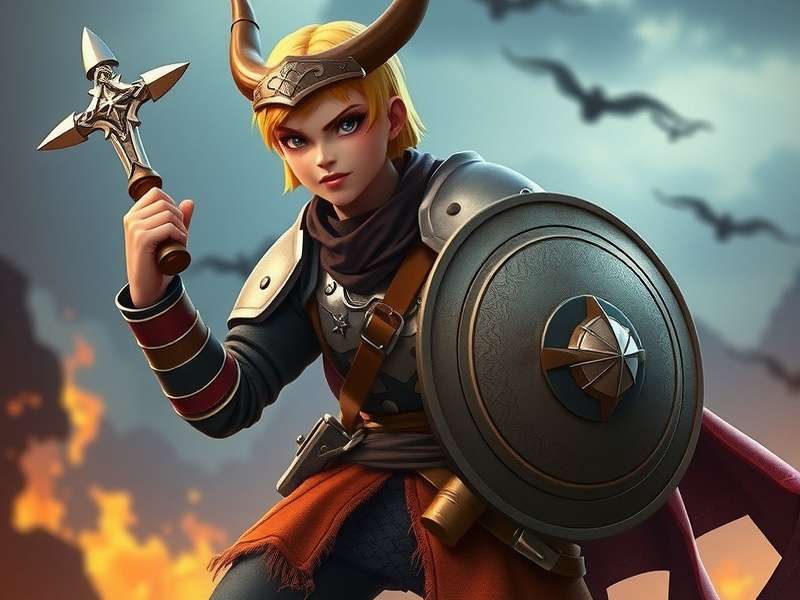 Brave Champion main character in epic battle pose